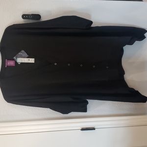 Beverly Drive Black thin button up sweater size  24-26w/m NWT